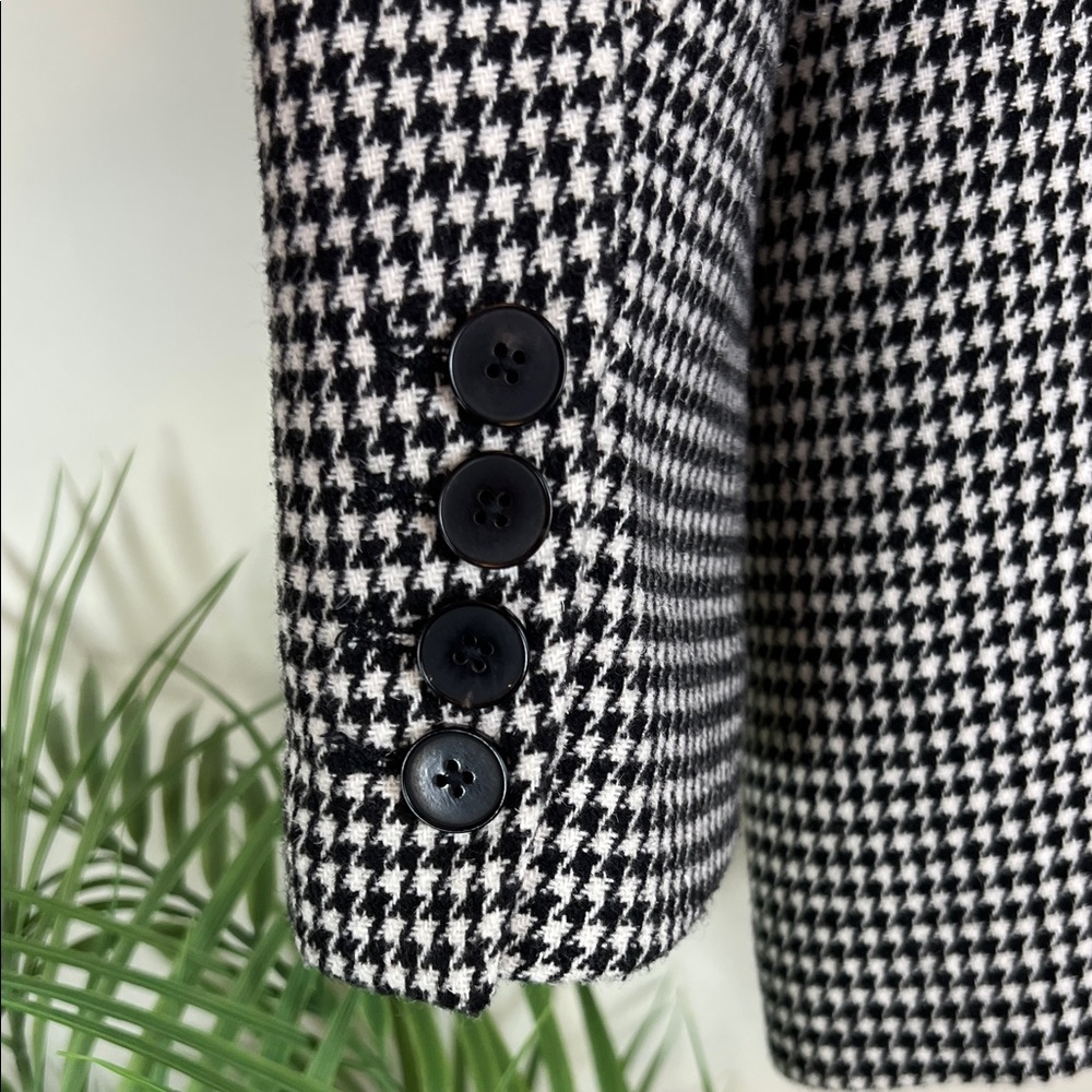 Hush UK Houndstooth Blazer Two Button Black White UK 12 US 8 Wool Blend - Picture 9 of 16